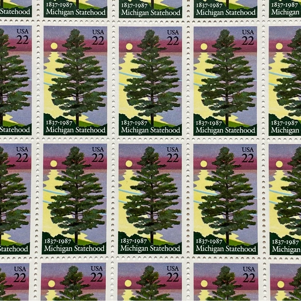 Michigan Statehood Stamps Full Sheet Of 50 US Scott 2246 Pine Tree 1987 MNH